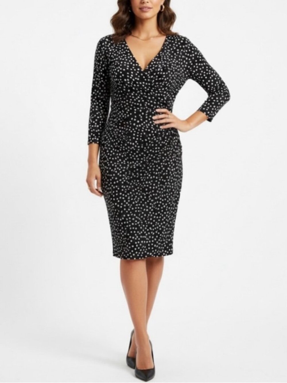 Lauren Ralph Lauren Polka Dot Wrap Dress 12 Retro Pinup Classic Office